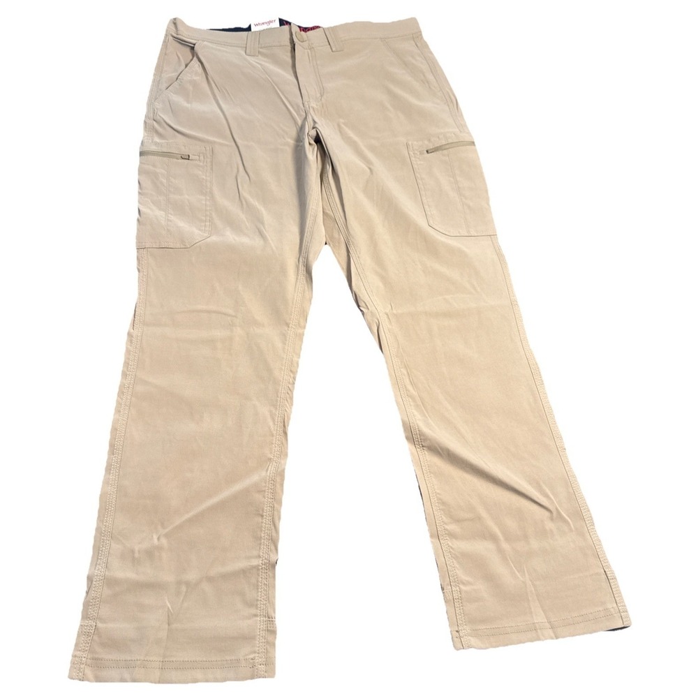 Wrangler Tech Pant Regular Fit Tan 36x32 Water Repellent UPF50+ Flex‎ Waistband